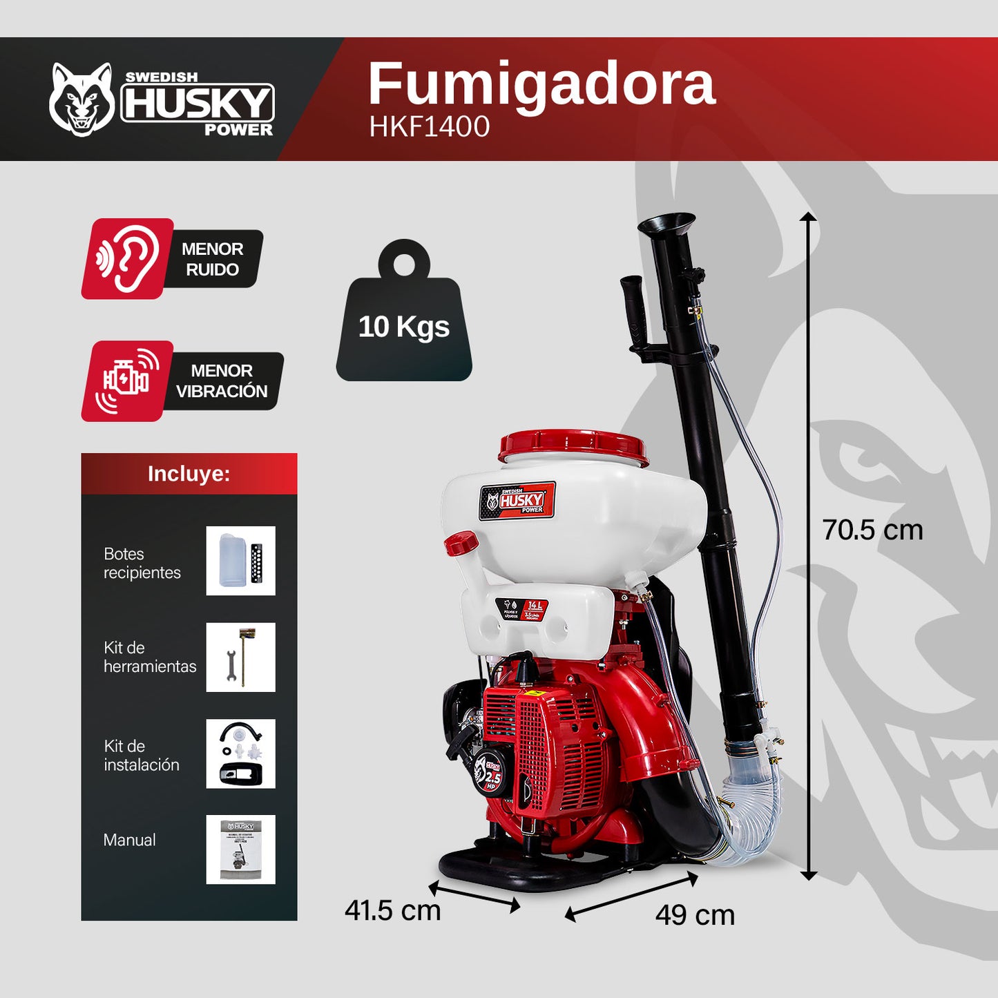 Aspersora fumigadora HKF1400 Husky 14 L motor gasolina