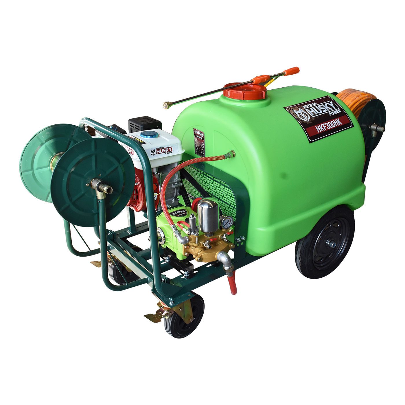 Fumigadora Parihuela De Pistones Tanque De 300 Litros Y Manguera De 100m Con Motor a Gasolina Husky 6.5 Hp Husky HKF300HK