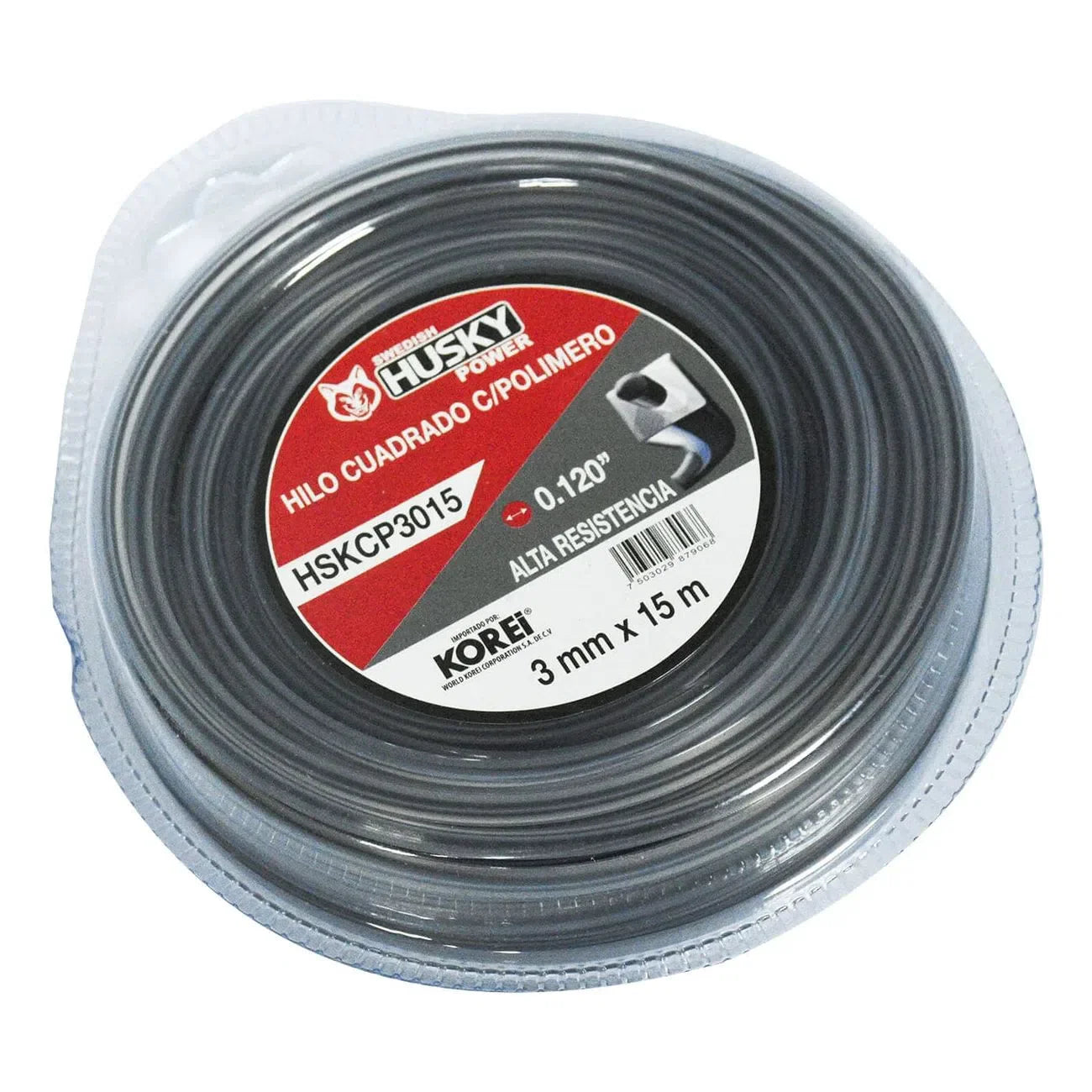 Hilo Nylon Cuadrado Con Polimero Para Desbrozadora Desmalezadora de 3 mm (0.120") x 15m HSKCP3015