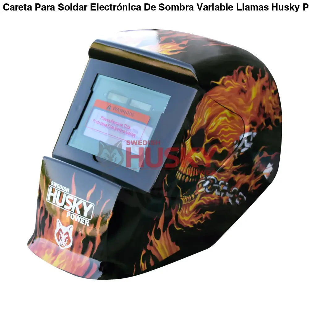 Careta Para Soldar Electrónica De Sombra Variable Llamas Husky HKC35