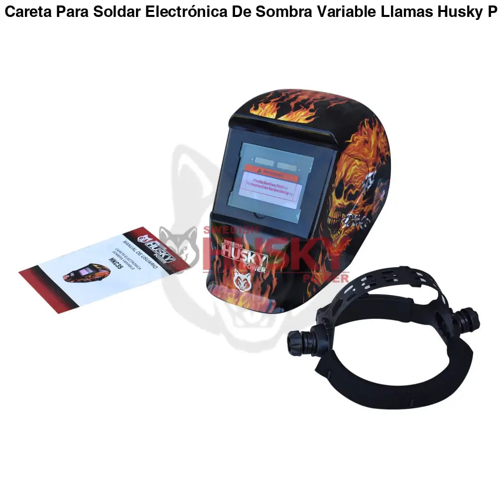 Careta Para Soldar Electrónica De Sombra Variable Llamas Husky HKC35