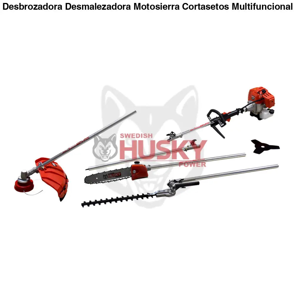 Desbrozadora Desmalezadora Motosierra Cortasetos Multifuncional Con Extension 2 Tiempos 52cc 2.5Hp Husky HKM5226E