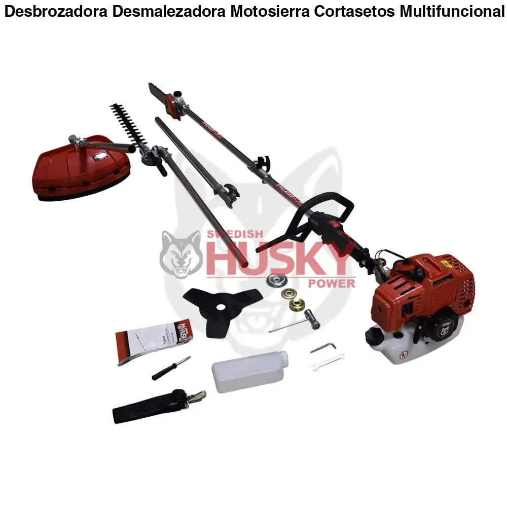Desbrozadora Desmalezadora Motosierra Cortasetos Multifuncional Con Extension 2 Tiempos 52cc 2.5Hp Husky HKM5226E