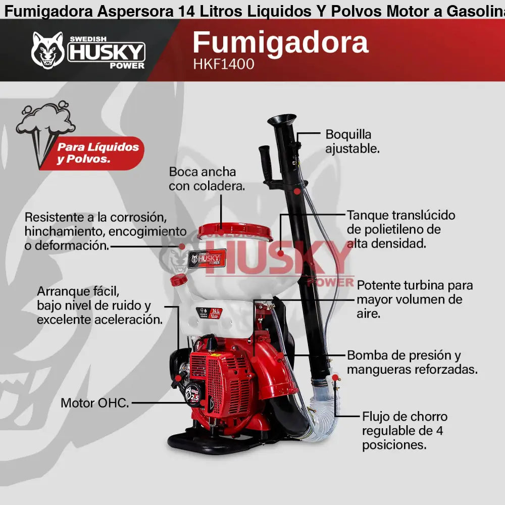 Aspersora fumigadora HKF1400 Husky 14 L motor gasolina