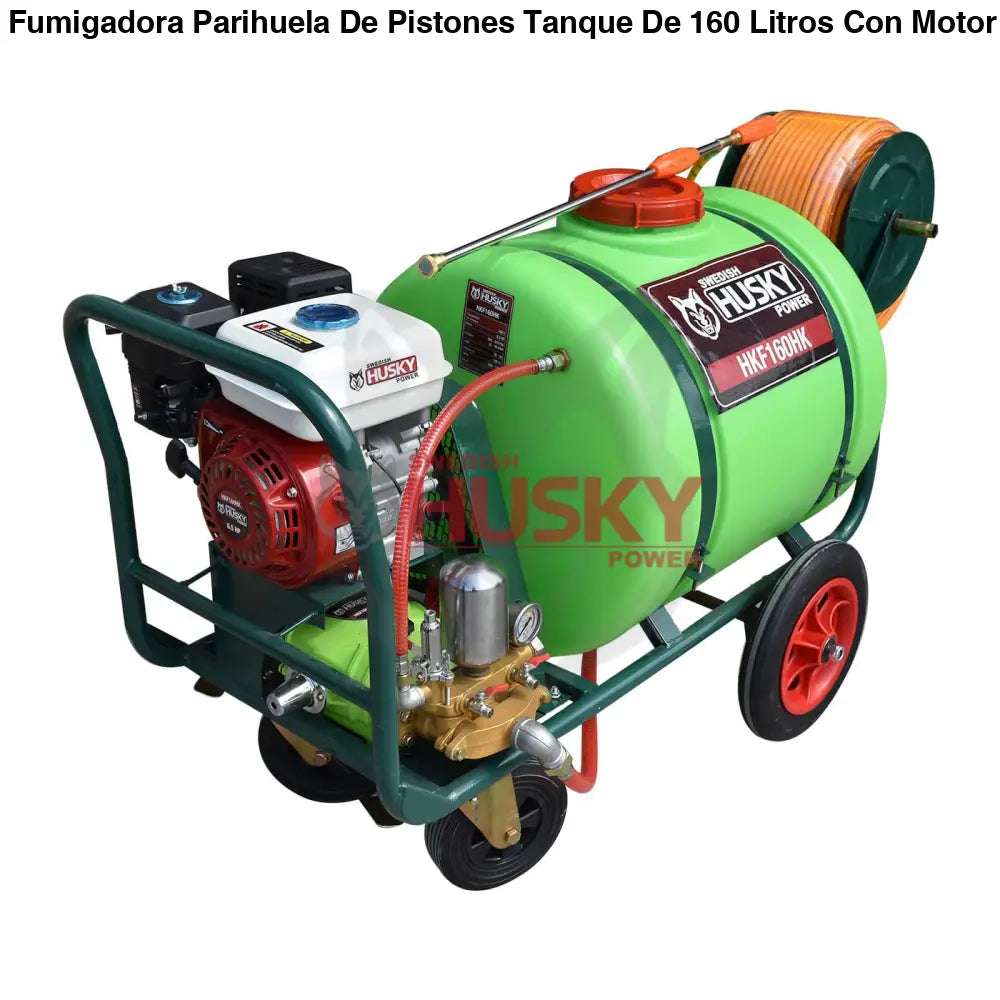 Fumigadora Parihuela De Pistones Tanque De 160 Litros Con Motor Husky 6.5 Hp Y Manguera De 100m Husky HKF160HK