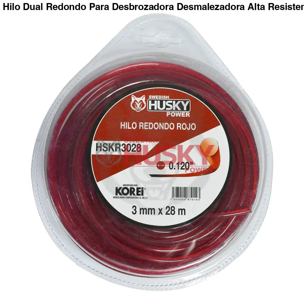 Hilo Dual Redondo Para Desbrozadora Desmalezadora Alta Resistencia de 3 mm (0.095’’) x 28m HSKR3028