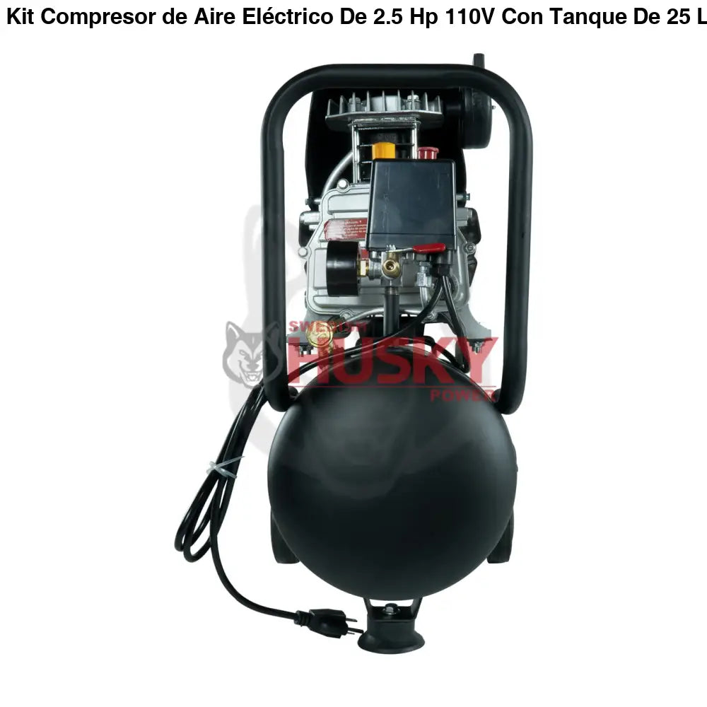 Kit Compresor de Aire Eléctrico De 2.5 Hp 110V Con Tanque De 25 Litros Y 115 Psi Con Pistola de Baja Presión y Manguera