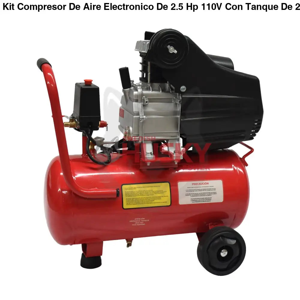 Kit Compresor De Aire Electronico De 2.5 Hp 110V Con Tanque De 25 Litros Y 115 Psi Con Pistola De Gravedad Y Manguera STALLION STWR25
