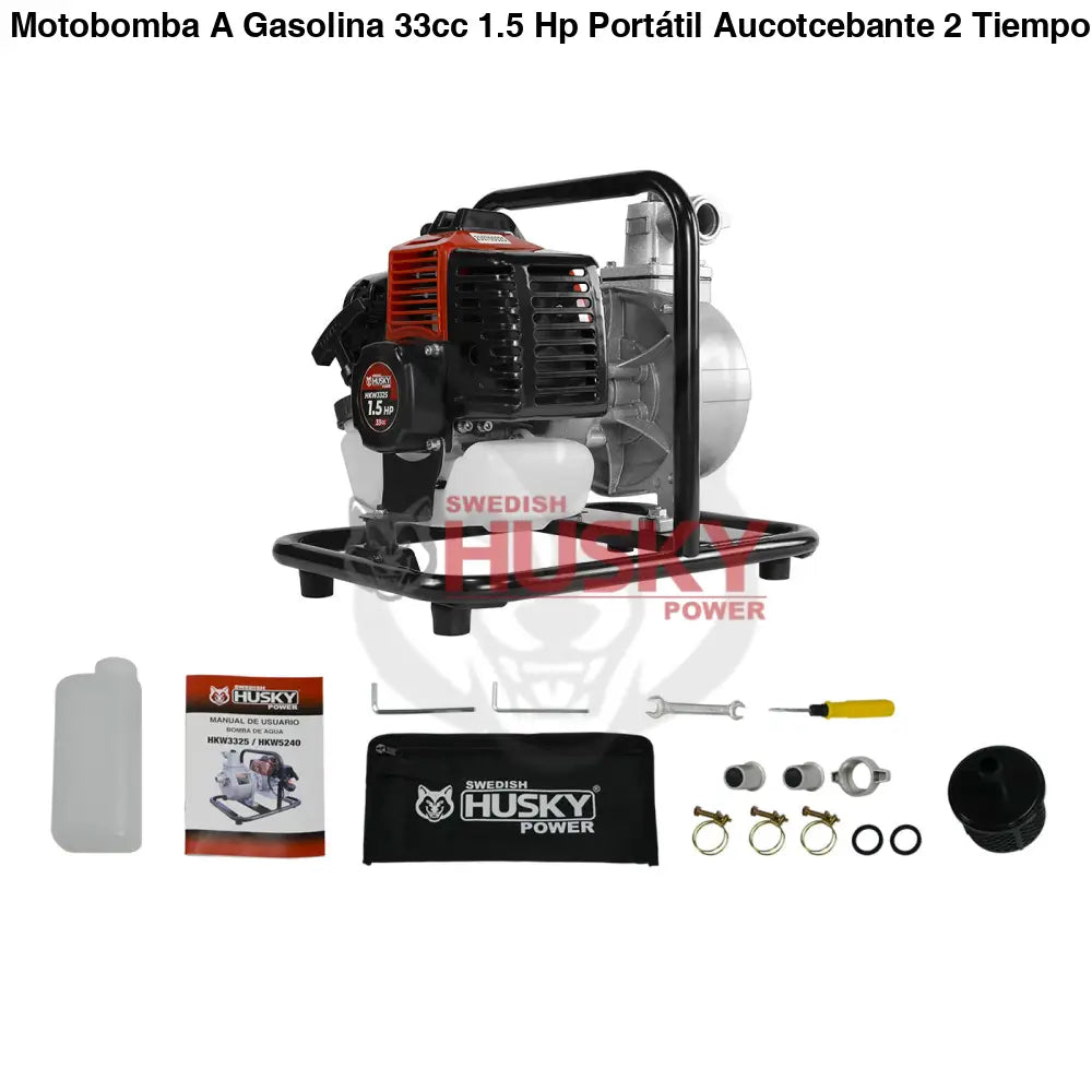 Motobomba A Gasolina 33cc 1.5 Hp Portátil Aucotcebante 2 Tiempos 1"x1" Husky HKW3325