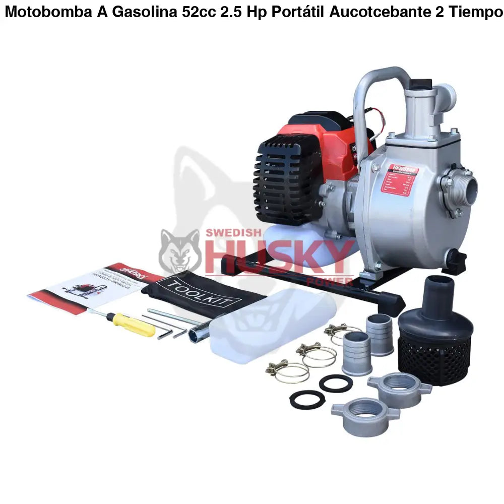Motobomba A Gasolina 52cc 2.5 Hp Portátil Aucotcebante 2 Tiempos 1.5"x1.5" Husky HKW5240