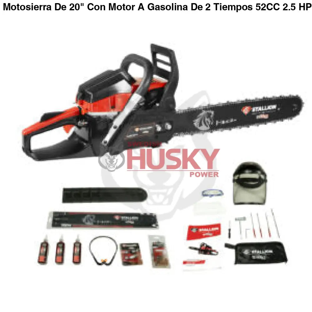 Motosierra De 20" Con Motor A Gasolina De 2 Tiempos 52CC 2.5 HP STALLION STM52PLUS