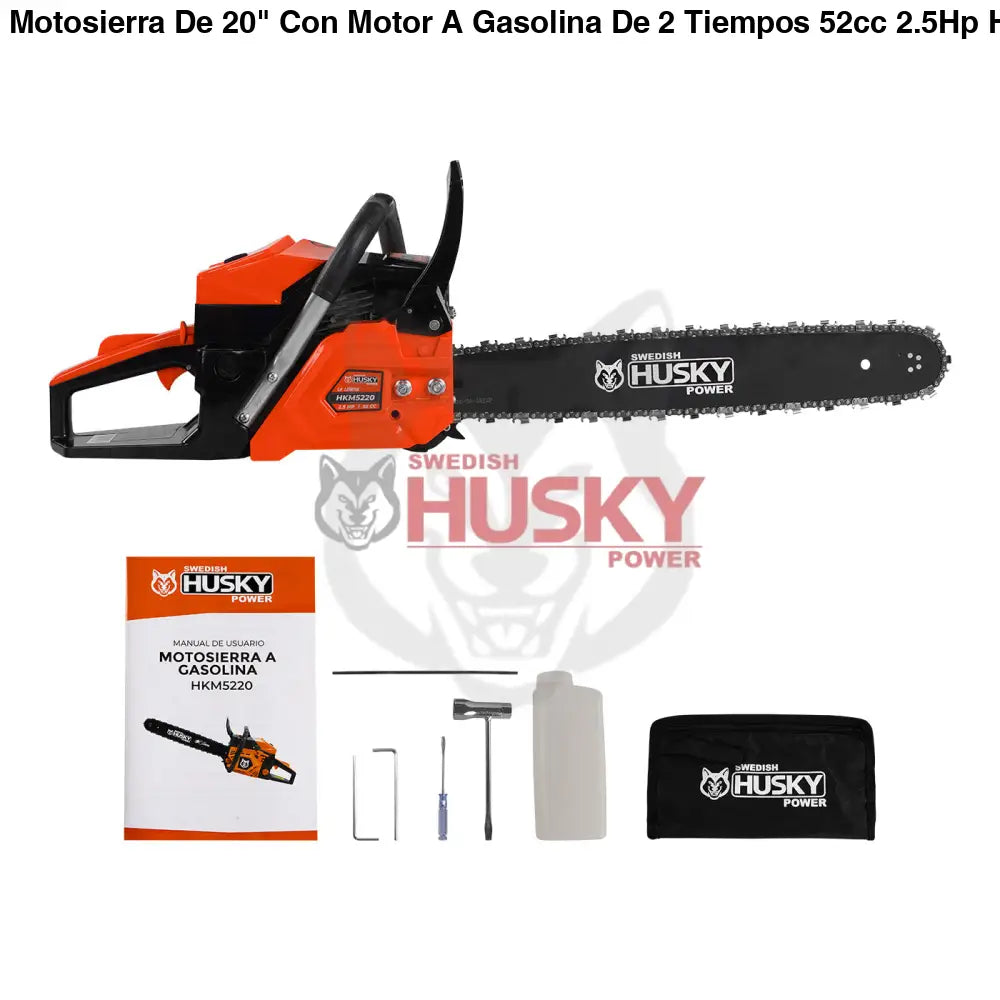 Motosierra De 20" Con Motor A Gasolina De 2 Tiempos 52cc 2.5Hp Husky HKM5220