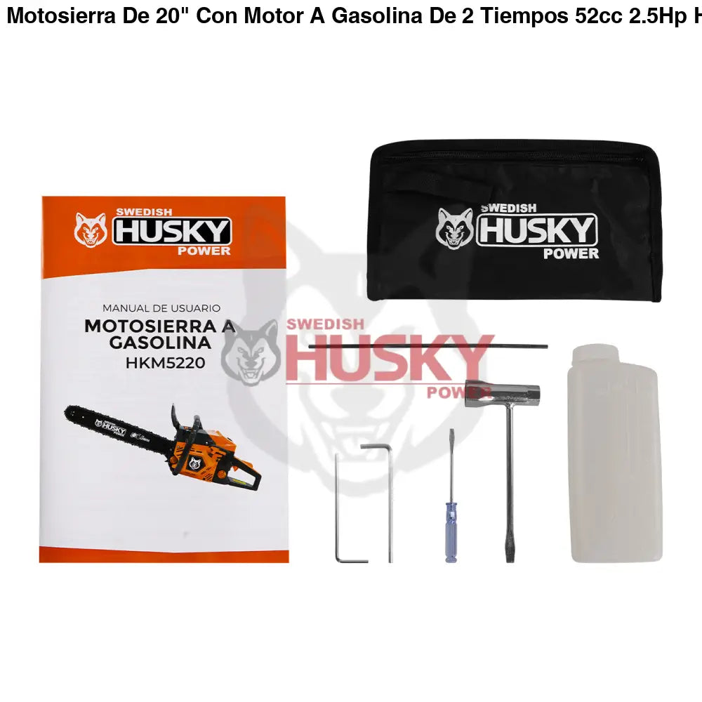 Motosierra De 20" Con Motor A Gasolina De 2 Tiempos 52cc 2.5Hp Husky HKM5220