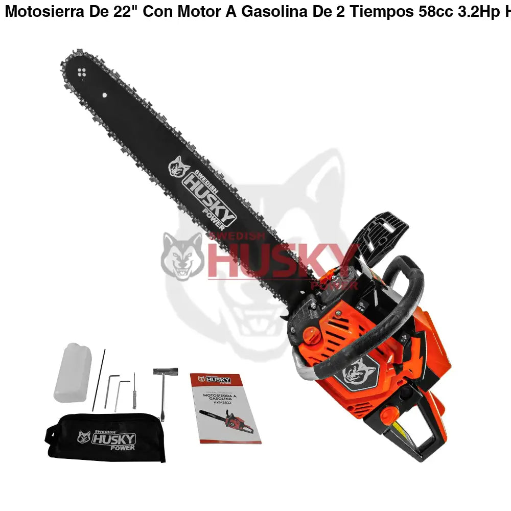 Motosierra De 22" Con Motor A Gasolina De 2 Tiempos 58cc 3.2Hp Husky HKM5822