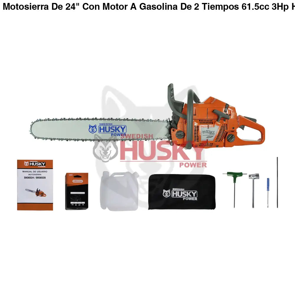 Motosierra De 24" Con Motor A Gasolina De 2 Tiempos 61.5cc 3Hp Husky SH36524