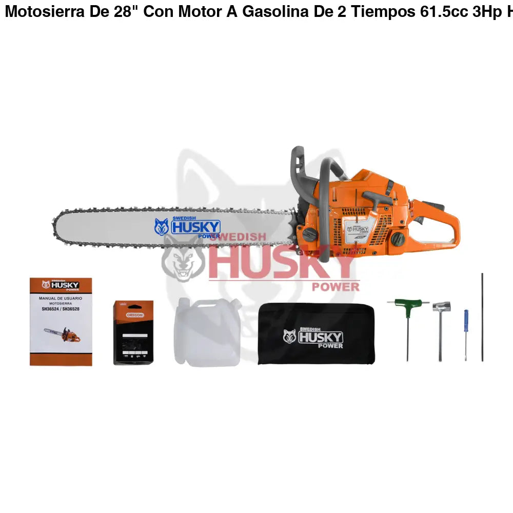 Motosierra De 28" Con Motor A Gasolina De 2 Tiempos 61.5cc 3Hp Husky SH36528