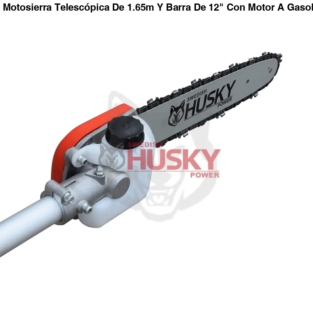 Motosierra Telescópica De 1.65m Y Barra De 12" Con Motor A Gasolina De 2 Tiempos 26cc 1.3Hp Husky HKMT2600