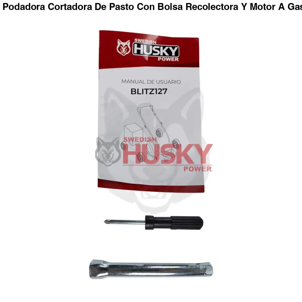 Podadora Cortadora De Pasto Con Bolsa Recolectora Y Motor A Gasolina 3 Hp 127cc HUSKY POWER -BLITZ127