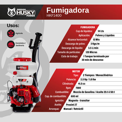 Aspersora fumigadora HKF1400 Husky 14 L motor gasolina