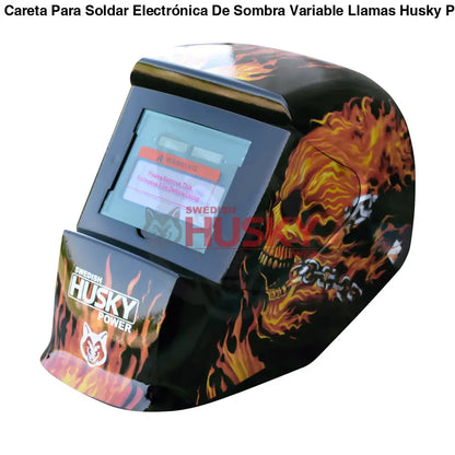 Careta Para Soldar Electrónica De Sombra Variable Llamas Husky HKC35