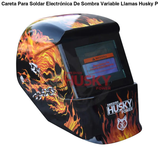 Careta Para Soldar Electrónica De Sombra Variable Llamas Husky HKC35