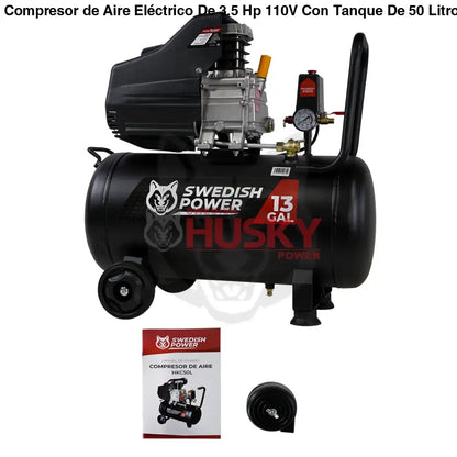 Compresor de Aire Eléctrico De 3.5 Hp 110V Con Tanque De 50 Litros Y 115 Psi Husky HKC50L
