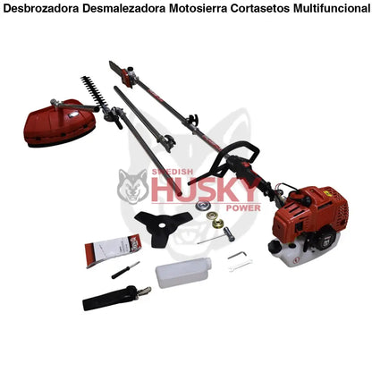 Desbrozadora Desmalezadora Motosierra Cortasetos Multifuncional Con Extension 2 Tiempos 52cc 2.5Hp Husky HKM5226E