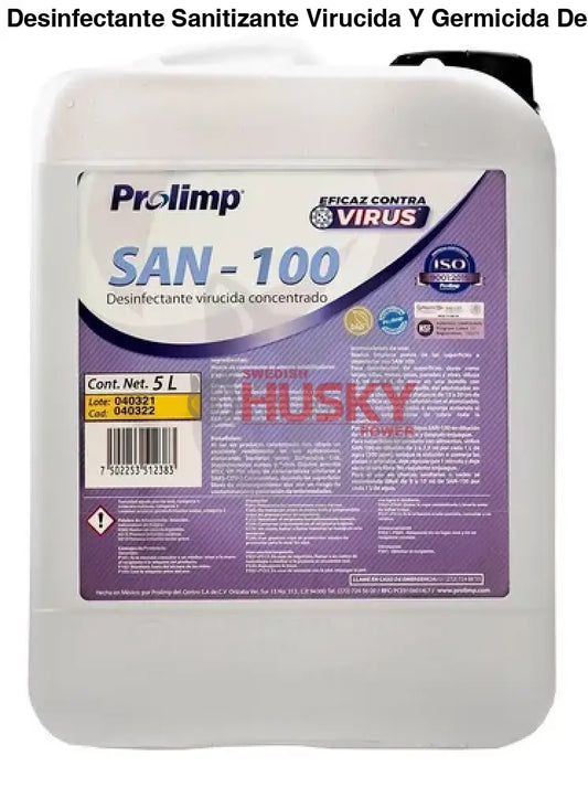 Desinfectante Sanitizante Virucida Y Germicida De Sales Cuaternarias de Amonio De Quinta (5ta) Generación SAN-100 20 Litros (L)