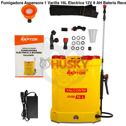 Fumigadora Aspersora 1 Varilla 16L Electrica 12V 8 AH Bateria Recargable RAPTOR - FALCON70