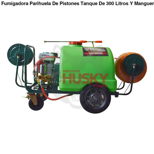 Fumigadora Parihuela De Pistones Tanque De 300 Litros Y Manguera De 100m Con Motor a Gasolina Husky 6.5 Hp  Husky HKF300HK