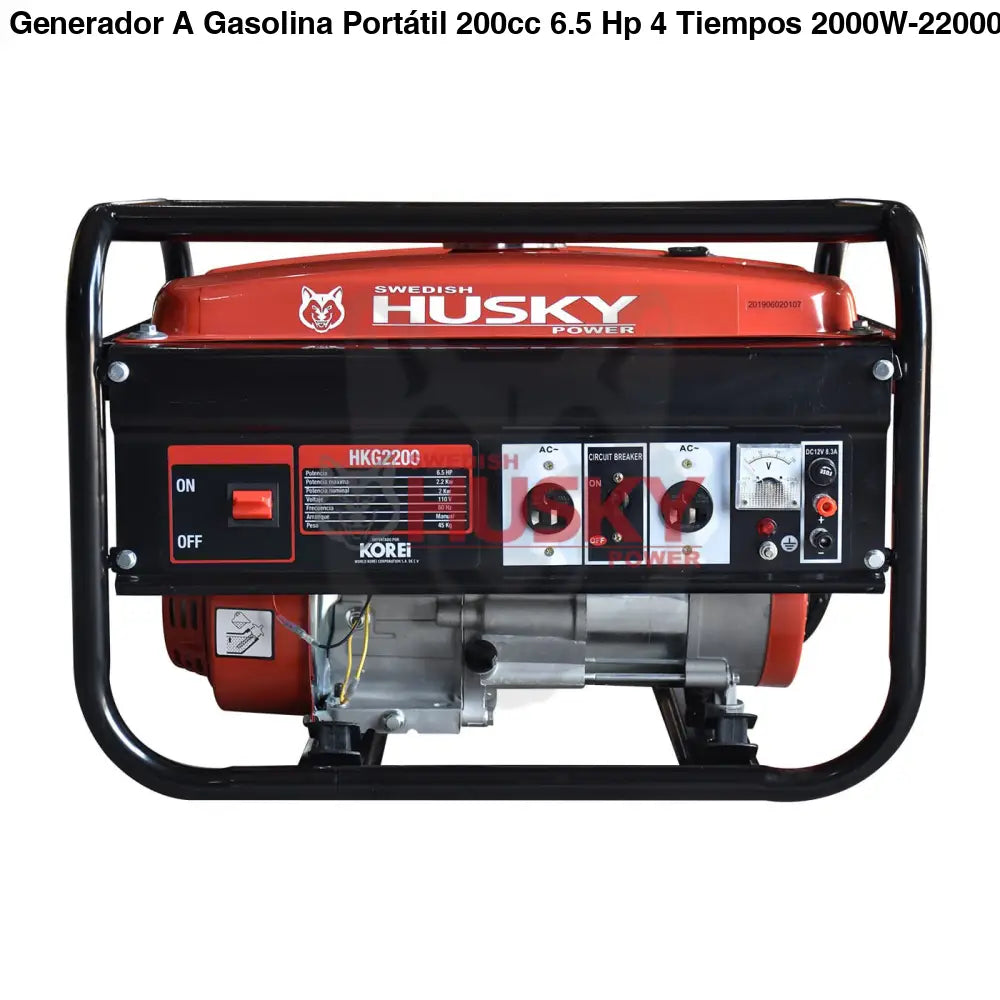 Generador A Gasolina Portátil 200cc 6.5 Hp 4 Tiempos 2000W-22000W Husky HKG2200