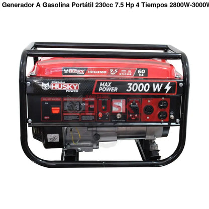 Generador A Gasolina Portátil 230cc 7.5 Hp 4 Tiempos 2800W-3000W Husky HKG3100