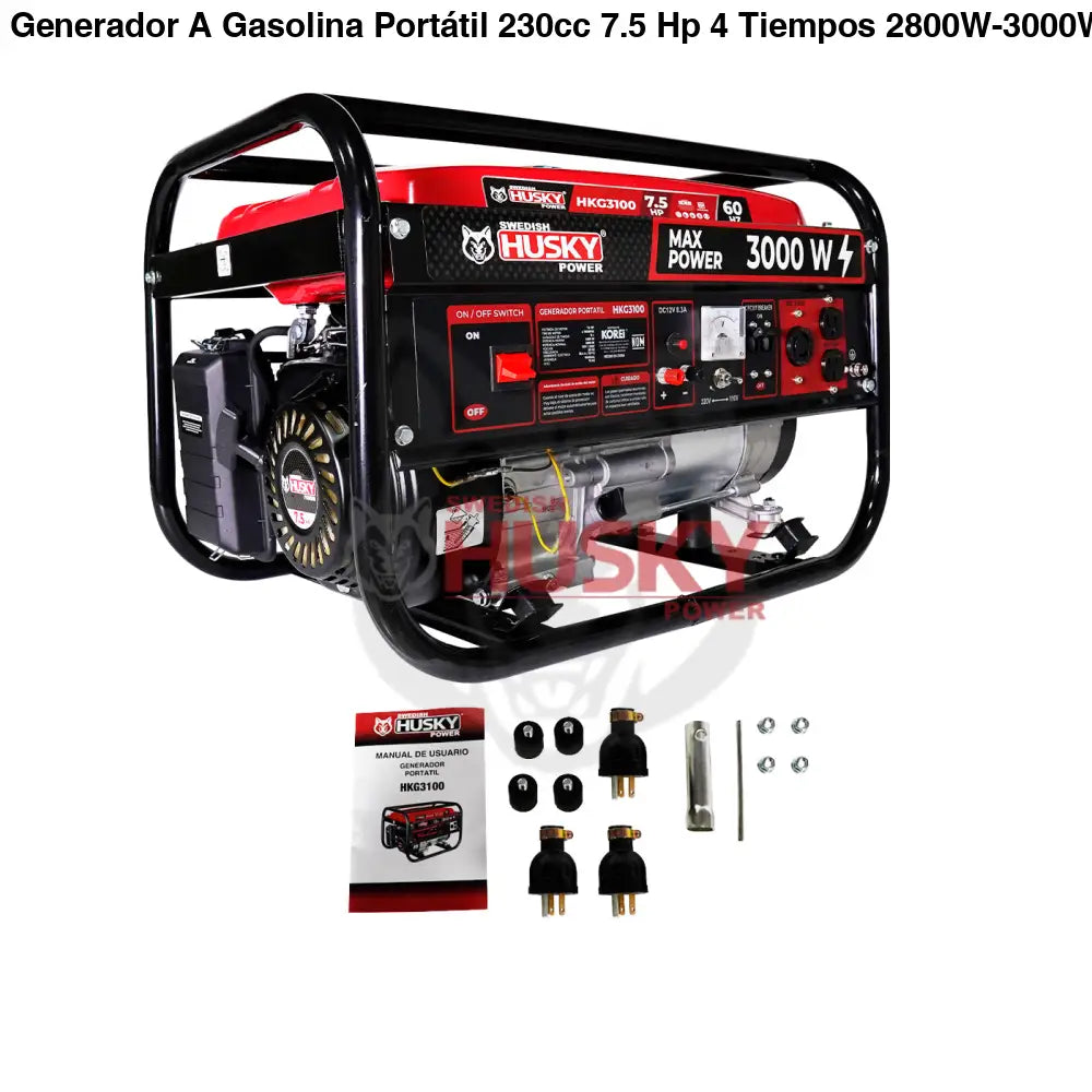 Generador A Gasolina Portátil 230cc 7.5 Hp 4 Tiempos 2800W-3000W Husky HKG3100