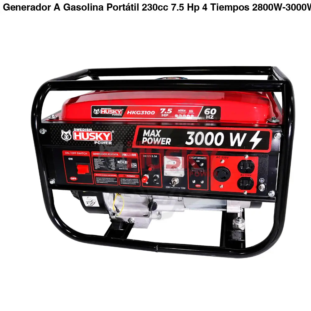 Generador A Gasolina Portátil 230cc 7.5 Hp 4 Tiempos 2800W-3000W Husky HKG3100