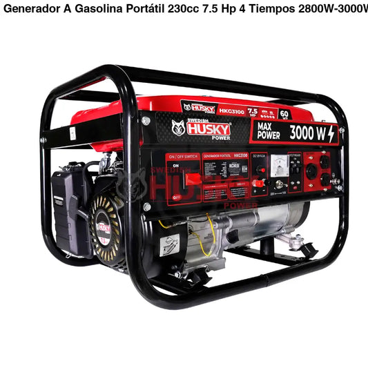Generador A Gasolina Portátil 230cc 7.5 Hp 4 Tiempos 2800W-3000W Husky HKG3100