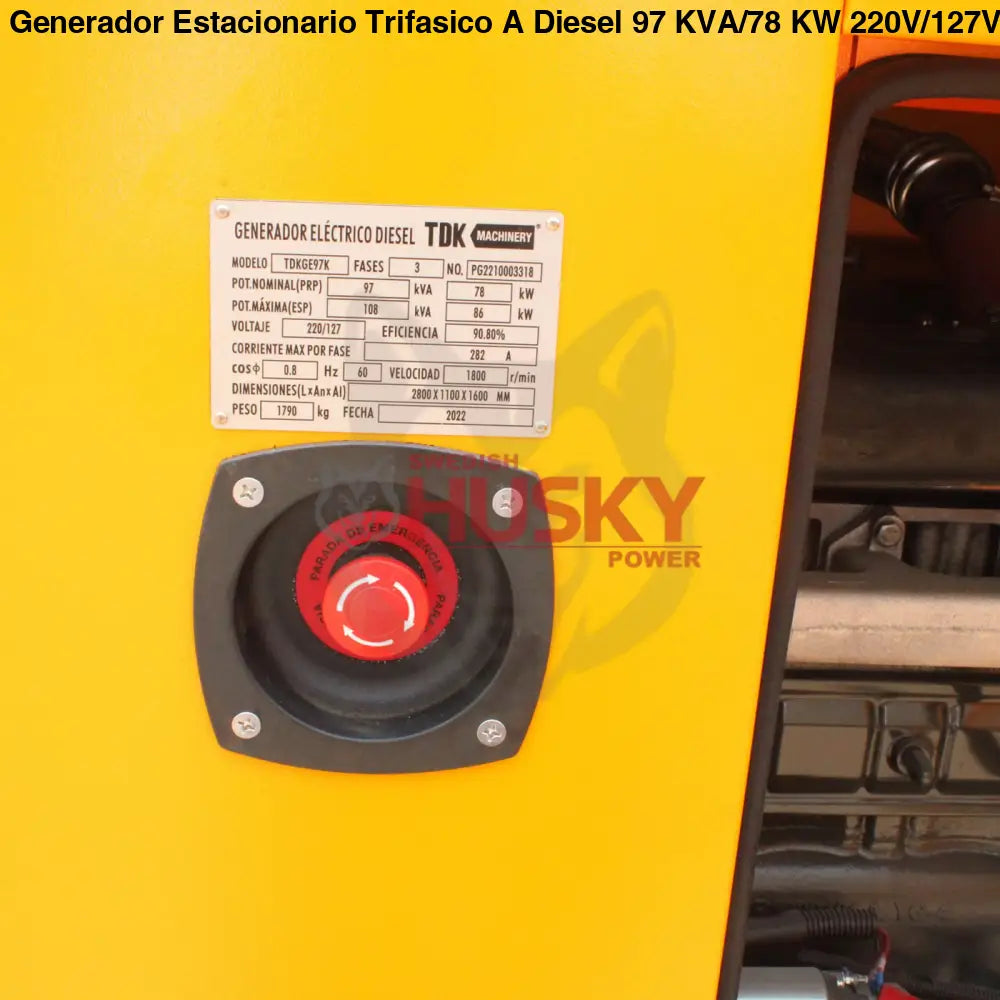 Generador Estacionario Trifasico A Diesel TDK Turbo 97 KVA/78 KW 220V/127V - TDKGE97K