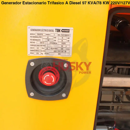 Generador Estacionario Trifasico A Diesel TDK Turbo 97 KVA/78 KW 220V/127V - TDKGE97K
