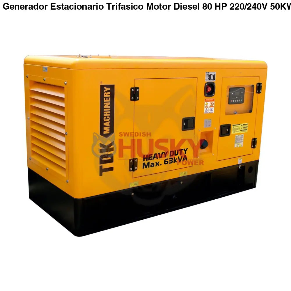 Generador Estacionario Trifasico Motor Diesel  80 HP 220/240V  50KW/62.5KVA TDKGE63K