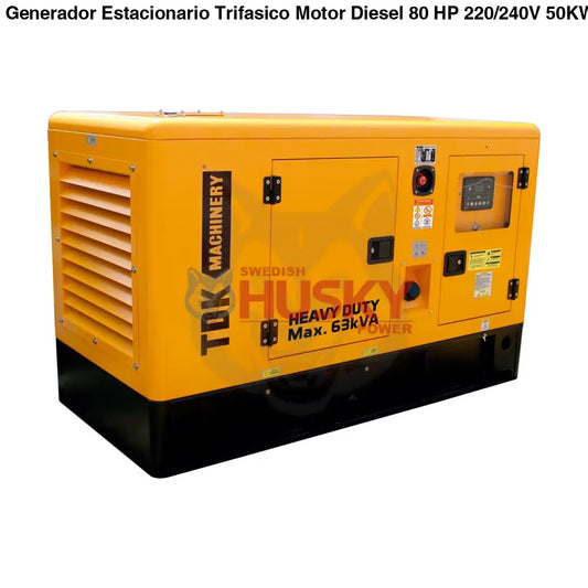 Generador Estacionario Trifasico Motor Diesel  80 HP 220/240V  50KW/62.5KVA TDKGE63K