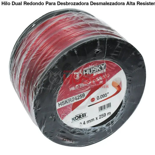 Hilo Dual Redondo Para Desbrozadora Desmalezadora Alta Resistencia de 2.4 mm (0.095’’) x 259m HSKR24259