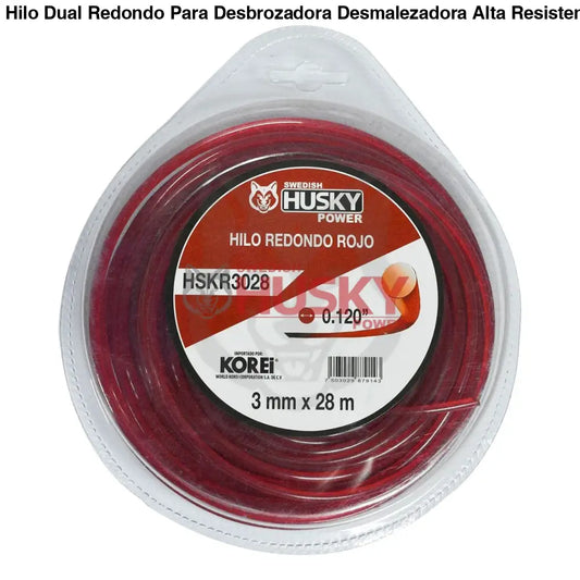 Hilo Dual Redondo Para Desbrozadora Desmalezadora Alta Resistencia de 3 mm (0.095’’) x 28m HSKR3028
