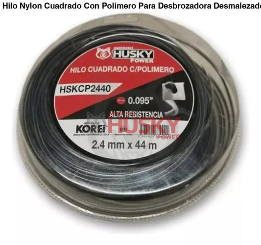 Hilo Nylon Cuadrado Con Polimero Para Desbrozadora Desmalezadora de 2.4 mm (0.095’’) x 15m HSKCP2440