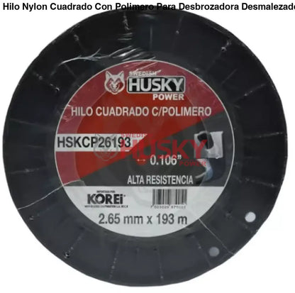 Hilo Nylon Cuadrado Con Polimero  Para Desbrozadora Desmalezadora de 2.4 mm (0.095") x 259 m HSKCP24259