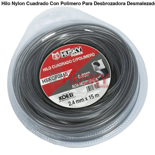 Hilo Nylon Cuadrado Con Polimero Para Desbrozadora Desmalezadora de 2.4 mm (0.095’’) x 15m HSKCP2415