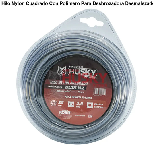 Hilo Nylon Cuadrado Con Polimero Para Desbrozadora Desmalezadora de 3 mm (0.120’’) x 25m HSKCP3025