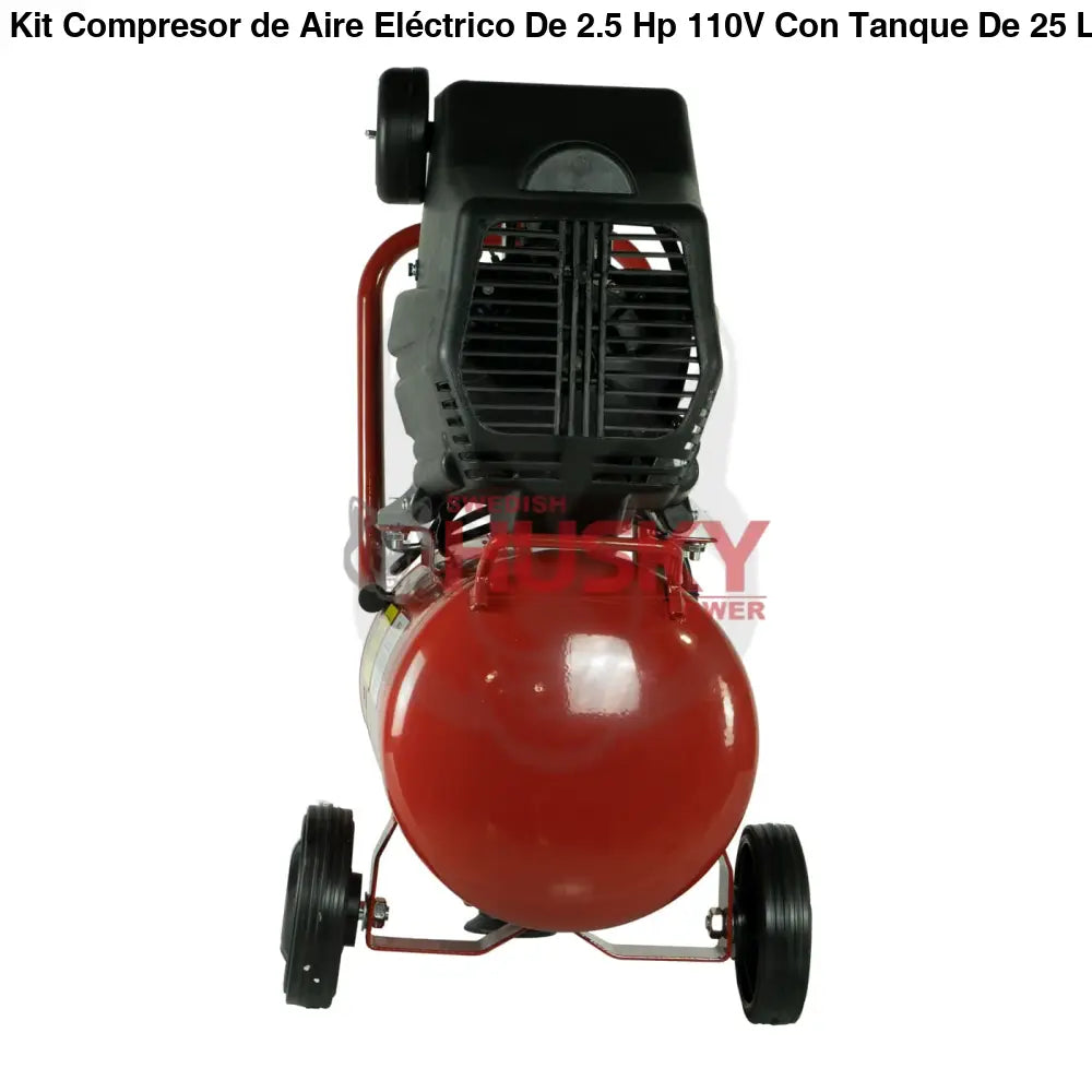 Kit Compresor de Aire Eléctrico De 2.5 Hp 110V Con Tanque De 25 Litros Y 115 Psi Con Pistola De Gravedad y Manguera De 3 Metros Husky HKC25MP