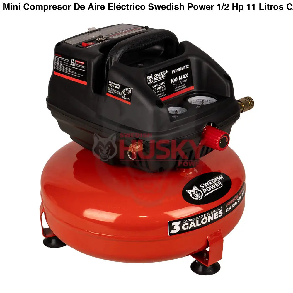 Mini Compresor De Aire Eléctrico Swedish Power 1/2 Hp 11 Litros C/Manguera y Soplador – Winder12 - COMPRESOR