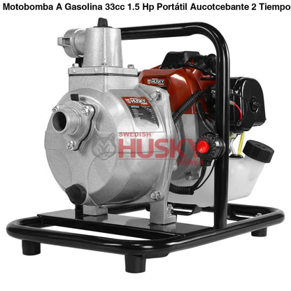 Motobomba A Gasolina 33cc 1.5 Hp Portátil Aucotcebante 2 Tiempos 1"x1" Husky HKW3325