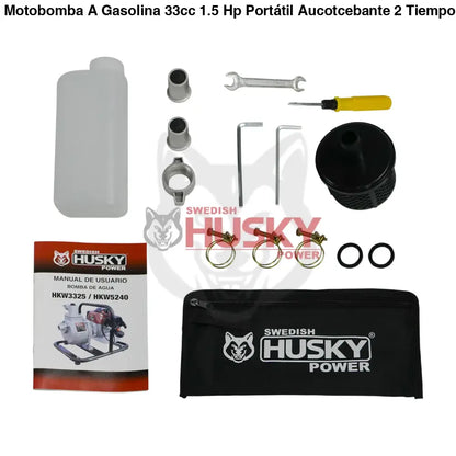 Motobomba A Gasolina 33cc 1.5 Hp Portátil Aucotcebante 2 Tiempos 1"x1" Husky HKW3325