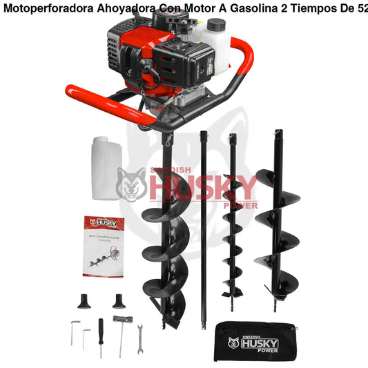 Motoperforadora Ahoyadora Con Motor A Gasolina 2 Tiempos De 52cc 2.5Hp 3 Barrenos Husky TOPO554